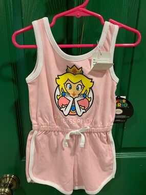 Princess Peach Pink Girls' One-Piece Romper - Official Super Mario